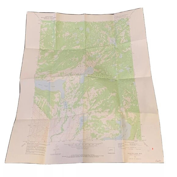 Dept. Of Interior Map - Fayetteville Lake Wyoming - 22 x 27 Topo Vintage 1968 - Picture 1 of 9